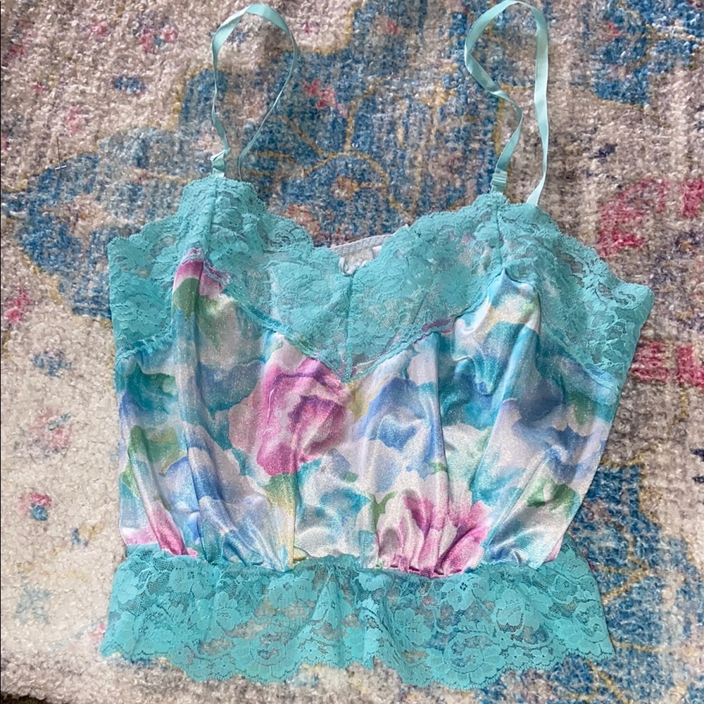 VTG Ashley Taylor SZ LG Floral Lace Camisole Top 1980s